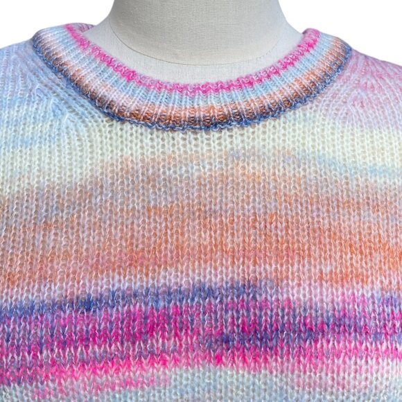 Gap Pastel Rainbow Space-Dyed Sweater Womens Sz S Feminine Soft Girl Striped - Picture 2 of 10